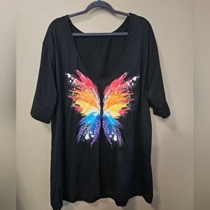 Shein Curve Women's Size 3XL Butterfly Applique On Back Women's Tunic Top